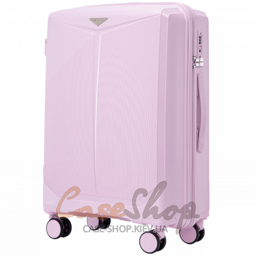 Чемодан средний 4 колеса CKT01/M white pink WINGS (Польша)