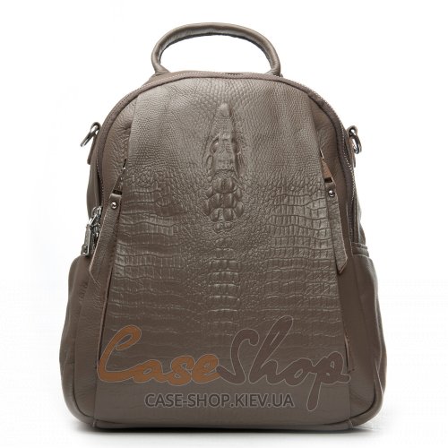 Сумка-рюкзак кожаная 8907 grey croco