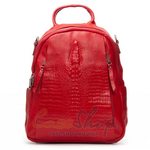 Сумка-рюкзак кожаная 8907 red croco