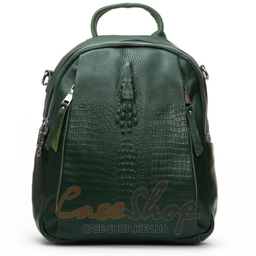 Сумка-рюкзак шкіряна 8907 green croco