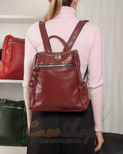Сумка-рюкзак шкіряна 8781 bordo