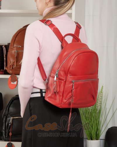 Сумка-рюкзак шкіряна 8635 red