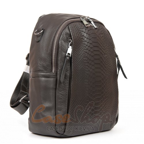 Сумка-рюкзак кожаная 8907 grey