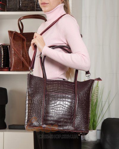 Сумка кожаная 00109 bordo