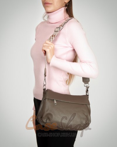 Сумка кожаная 6001 dark haki