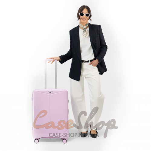 Валіза середня 4 колеса CKT01/M white pink WINGS (Польща)