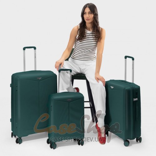 Валіза мала 4 колеса CKT01/S dark-green WINGS (Польща)