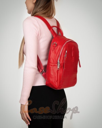 Сумка-рюкзак кожаная 8907 red croco