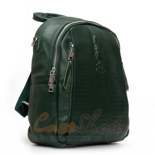 Сумка-рюкзак шкіряна 8907 green croco