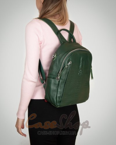 Сумка-рюкзак шкіряна 8907 green croco