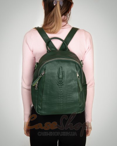 Сумка-рюкзак шкіряна 8907 green croco