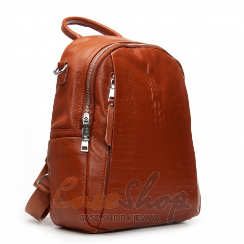Сумка-рюкзак шкіряна 8907 camel croco
