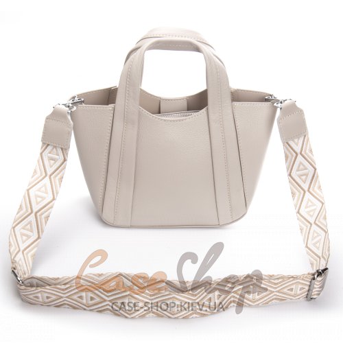 Сумка кожаная 97718-9 grey white