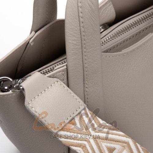 Сумка кожаная 97718-9 grey white